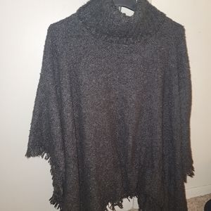 High neck loose poncho